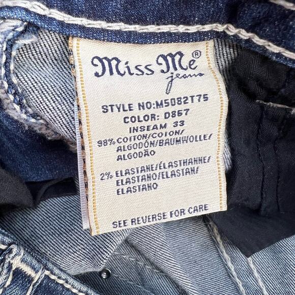 Miss Me Jeans Women's 29x33 (8) Blue Straight Embellished Angel Wings Blingy - Picture 10 of 15